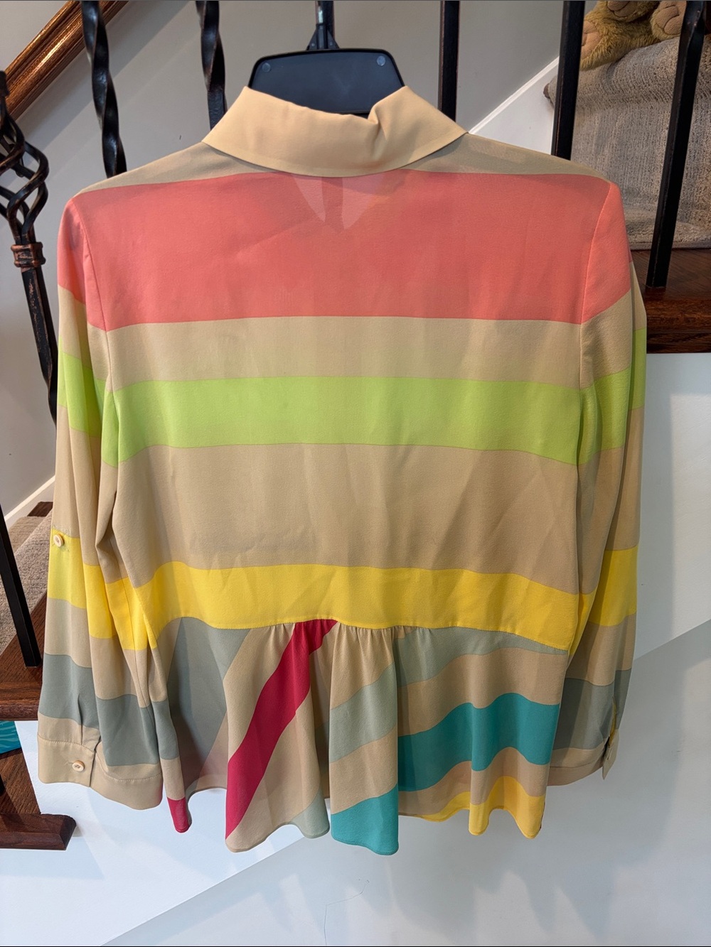 Alice + Olivia Colorblock Striped Button-Up Blouse - Multicolor - Picture 3 of 3